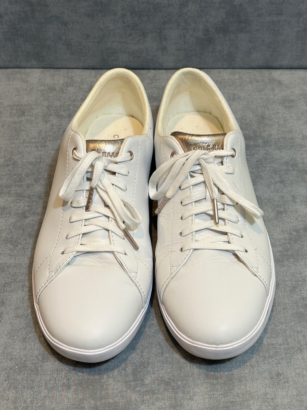 Cole Haan Grand Crosscourt II White Leather Rose Gold Sneakers Women's 9.5